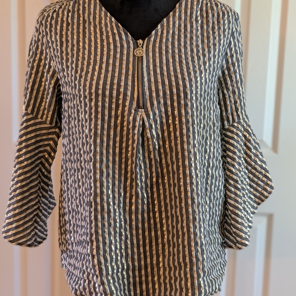 Anne Klein Striped Bell Sleeve Blouse